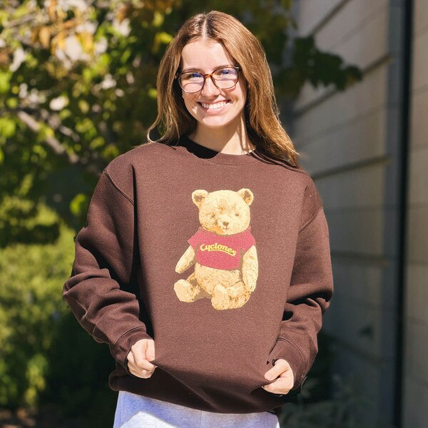 CI Sport Cyclones Bear Brown Crewneck Sweatshirt
